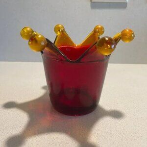 vintage italian art glass candle holder trinket holder glass